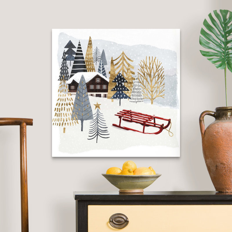 «Christmas Chalet II» par Victoria Borges - reproduction d'art sur toile, H 24 po x l 24 po x P 1,25 po, Toile tendue