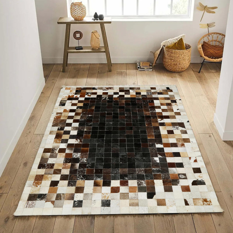 Tapis crème, brun et noir, Rectangle 3 pi x 3 pi 4 po