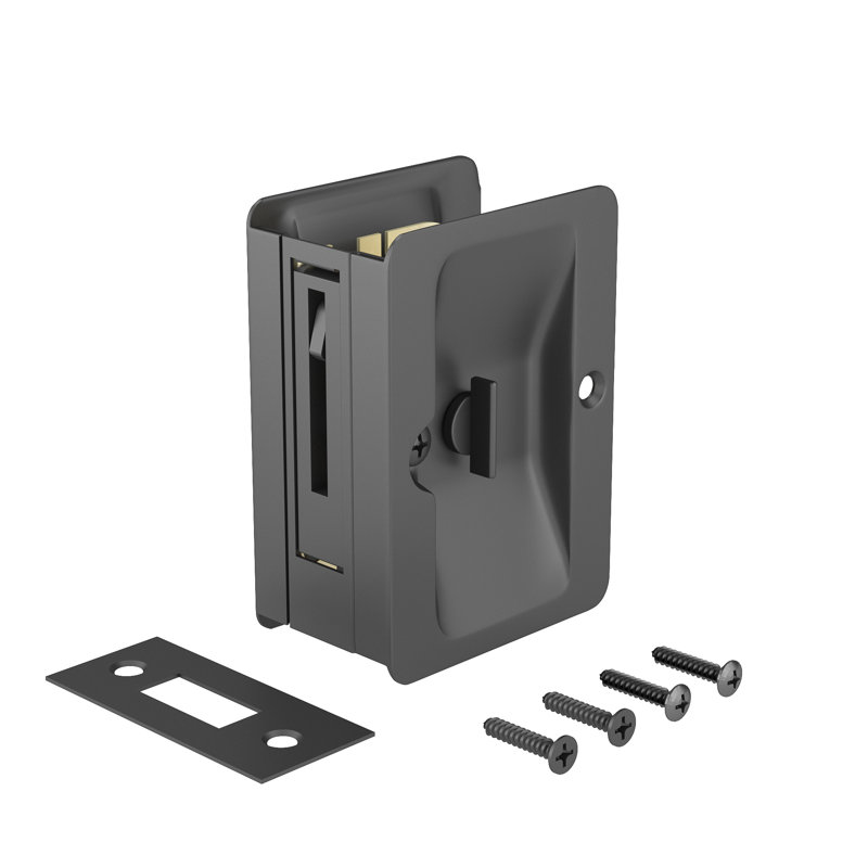 Rectangular Pocket Door Hardware, Black