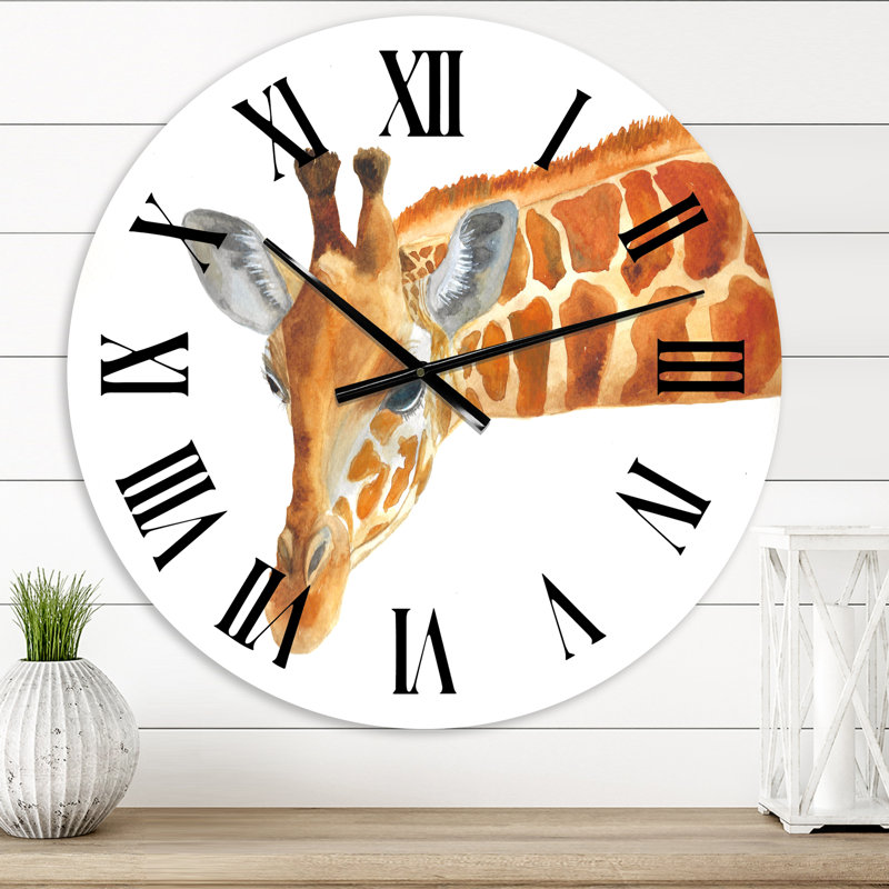 Portrait d'une girafe - horloge murale campagnarde, Moyen