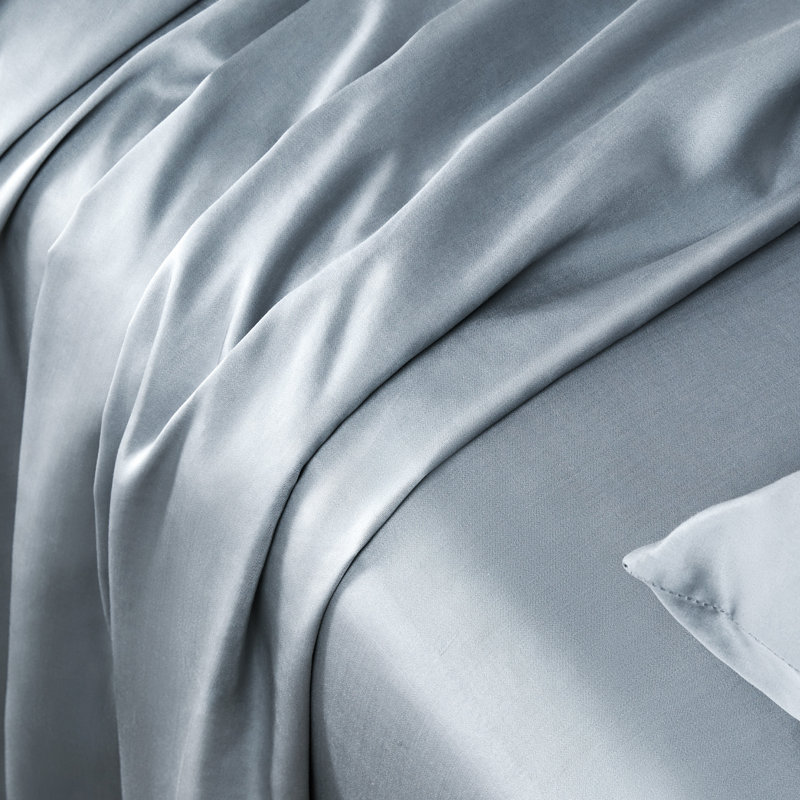 Sateen Sheet Set, King Sheet Set + Fitted Sheet + 2 Pillowcases, Silver