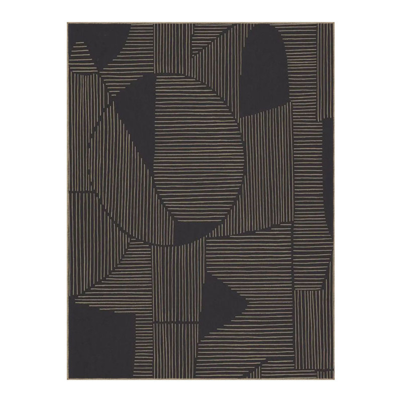 Tapis gris lavable à motif géométrique abstrait à motif géométrique, Sous-tapis rectangulaire 2 pi 4 po x 3 pi 11 po