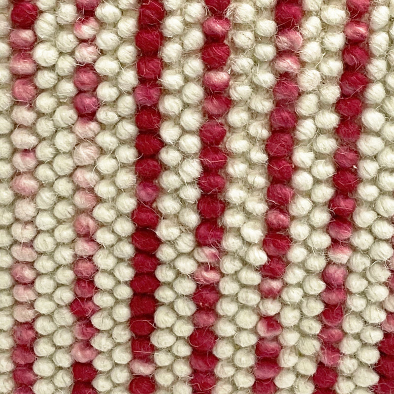 Zoey 18"W Handcrafted Wool and Cotton Cube Pouf, Maroon/Cream