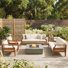 Mcclurg Mid-Century Modern Acacia Wood Outdoor Conversation Set With Cushions