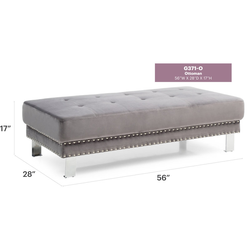 Velvet Ottoman, Gray Velvet