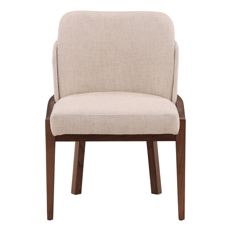 Jacquelyn Elm Upholstered Dining Chair, Off-white, Brown, Beige