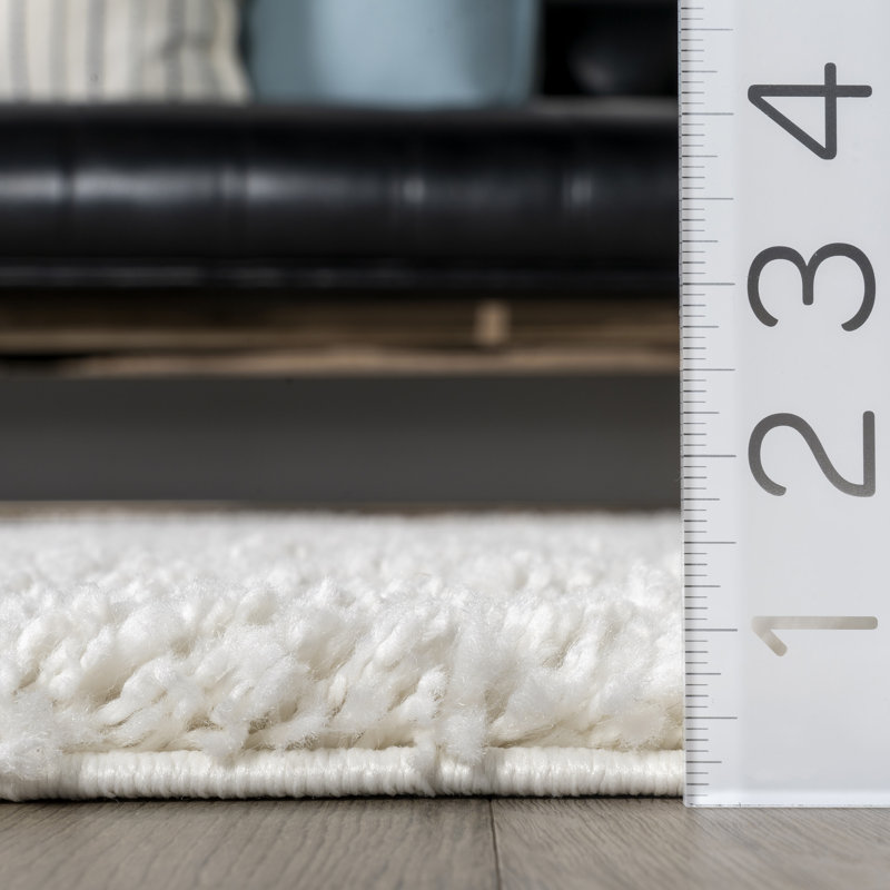 Brittney Performance solid color shag rug, White, Carré 4 pi