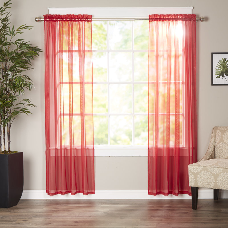 Sheer Sliding Panel Pair, 60" L x 84" L, rouge