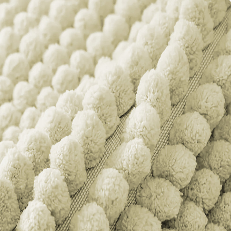 Neance Rectangle Non-Slip Bath Mat Chenille doormat , Cream, 50cm W x 80cm L