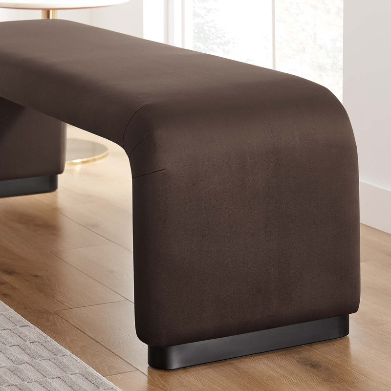 Modway Koda Velvet Upholstered Bench, Black, Chocolate Brown