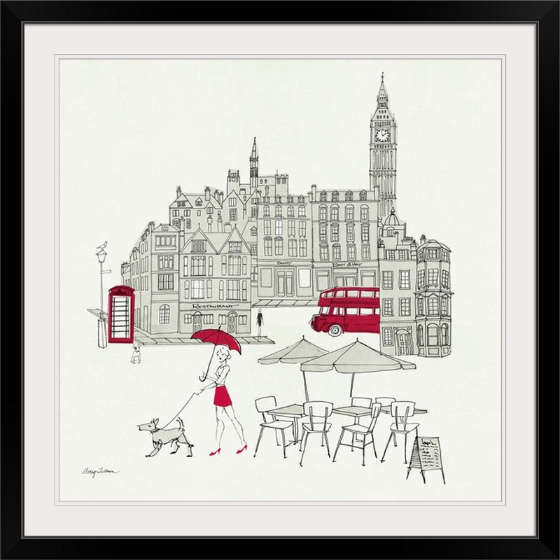 « world cafe i-london red », impression sur papier tillmon avery, H 20" x l 20" x P 1", Cadre noir