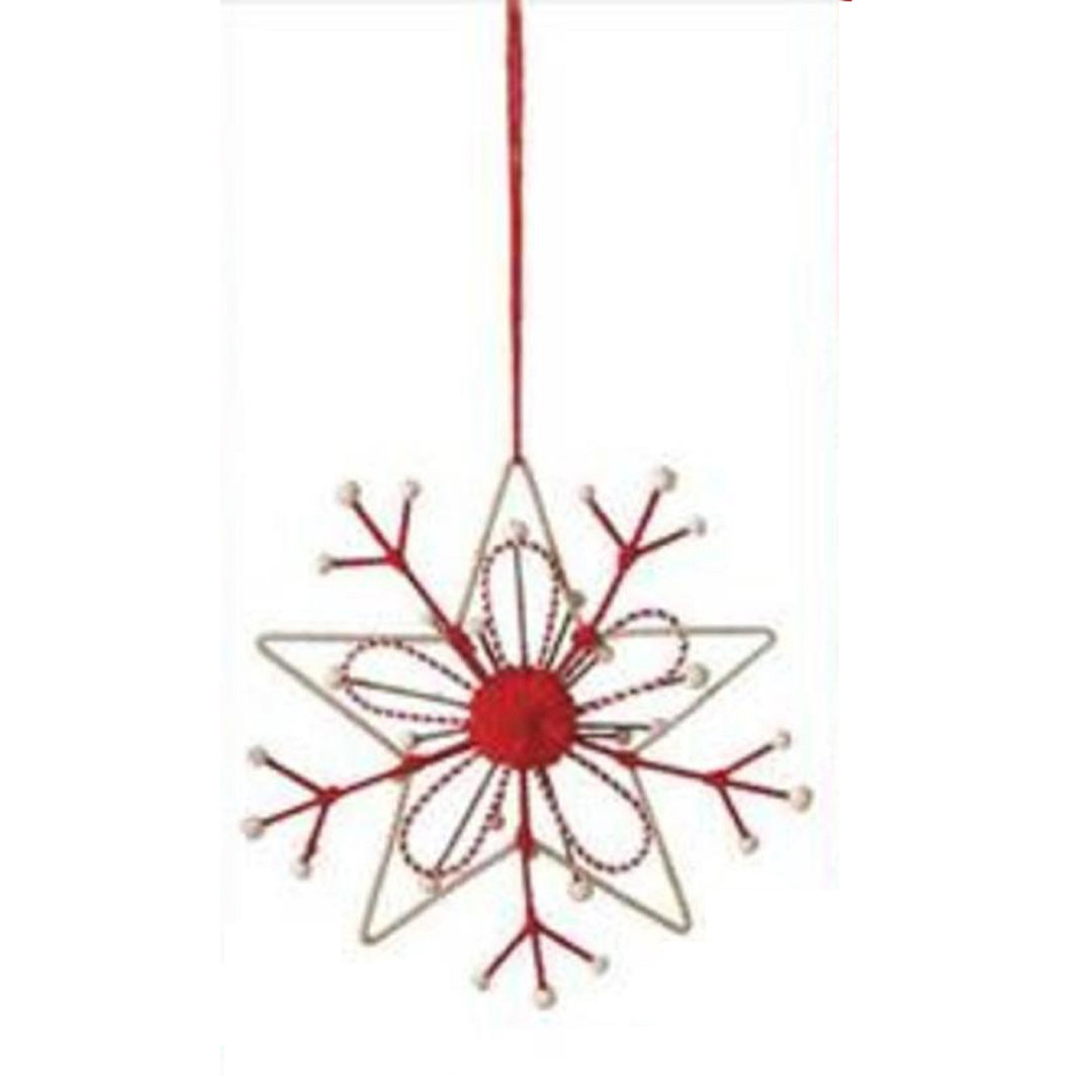 7" White and Red Country Rustic Snowflake Christmas Ornament The Holiday Aisle®