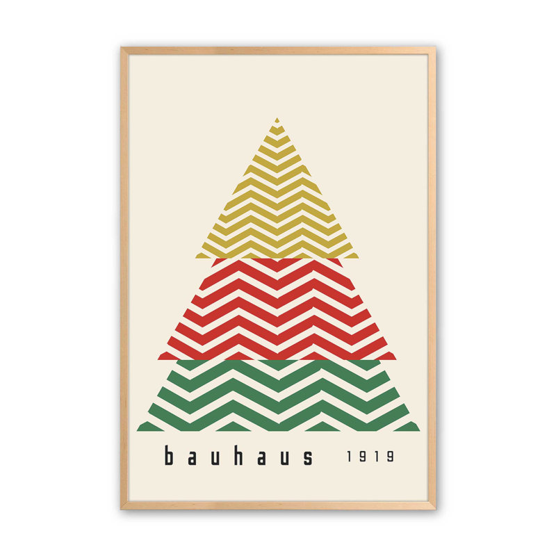 Arbre de Noël Bauhaus, Érable brut encadré, H 11 po x l 9 po
