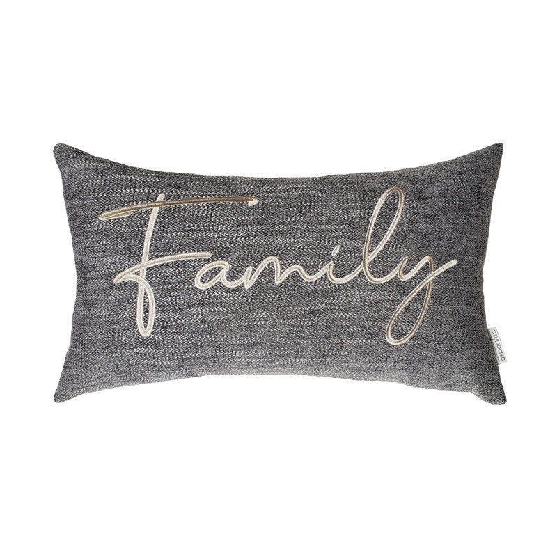 Sentiments Family Embroidered Accent Pillow, Gray