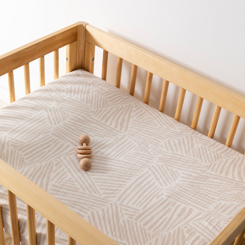 Oat Stripe Muslin All-Stages Midi Crib Sheet in GOTS Certified Organic Cotton