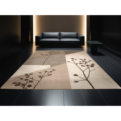 Tapis à motif géométrique beige lavable à la machine Parrilla Thym
