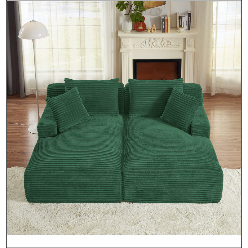 Méridienne compressible double - aucun assemblage requis, causeuse moelleuse moderne pour lire dans la chambre à coucher