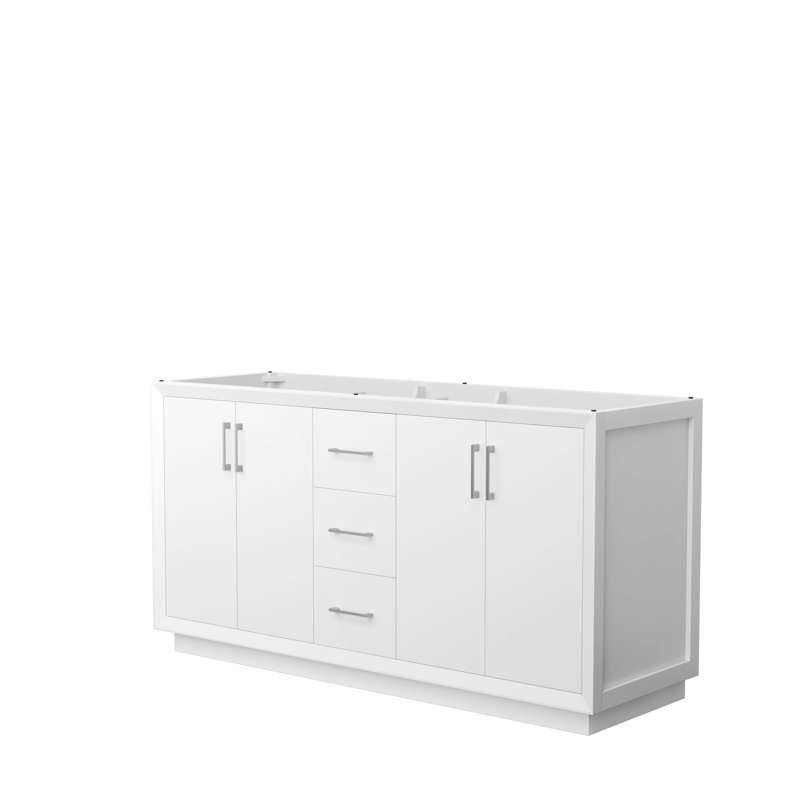 Strada 65.25'' Double Bathroom Vanity Base Only, White/Gray