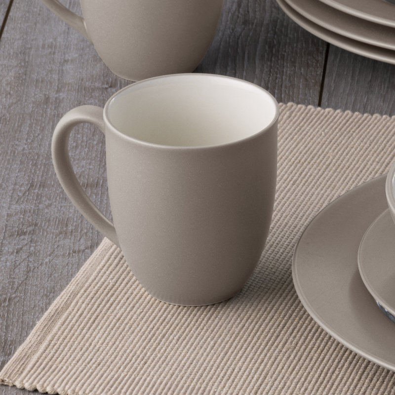 Sand and White Ceramic 4-Piece Matte Breakfast Set