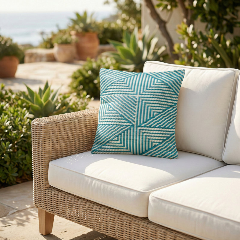 Coussin de patio intérieur en polyester recyclé résistant aux taches et lavable à la machine, H 16,5 po x l 16,5 po