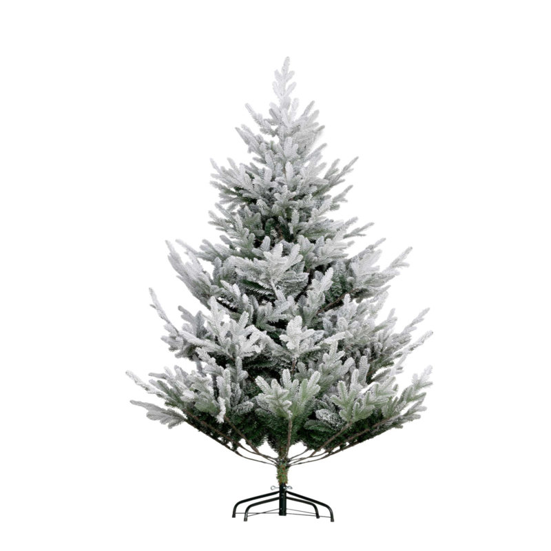 Arbre de Noël artificiel 6 pieds avec 795 branches réalistes enneigées, base en acier, conception à ouverture automatique