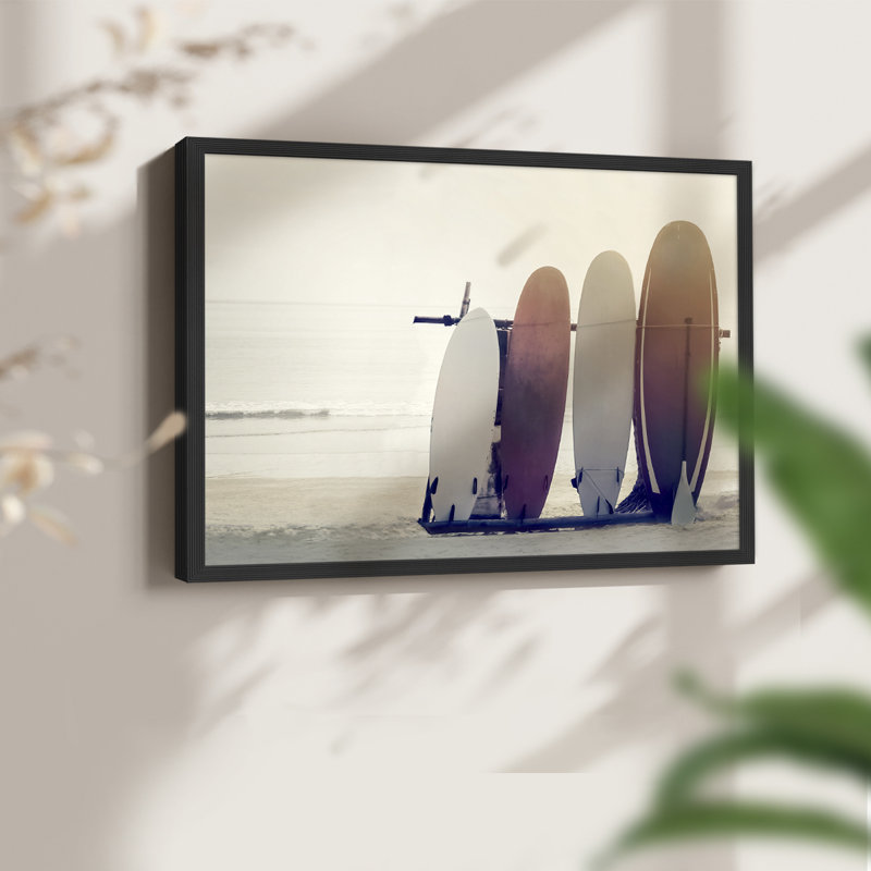 «Waiting for the Surf» - Impression encadrée - Restickable, H 8 po x l 10 po, Noir, noir, noir, noir