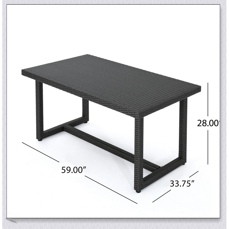 Table de salle à manger d'extérieur en résine tressée, durable et élégante, pour une utilisation toute l'année, Gray
