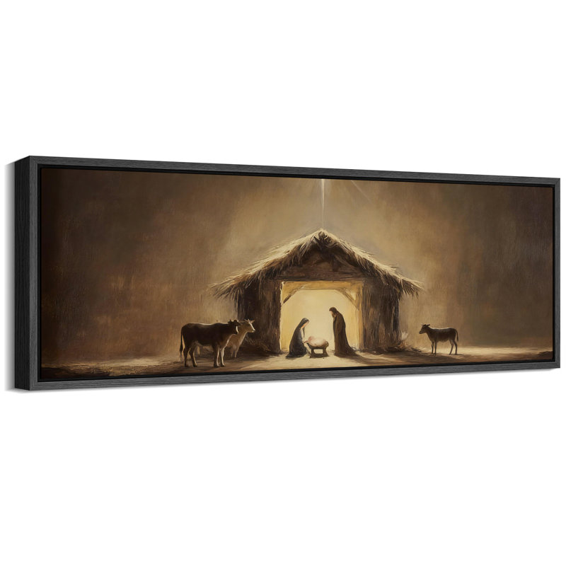 Sainte crèche de Noël avec une lueur stable et une atmosphère de nuit paisible, H 20 po x l 60 po, Noir
