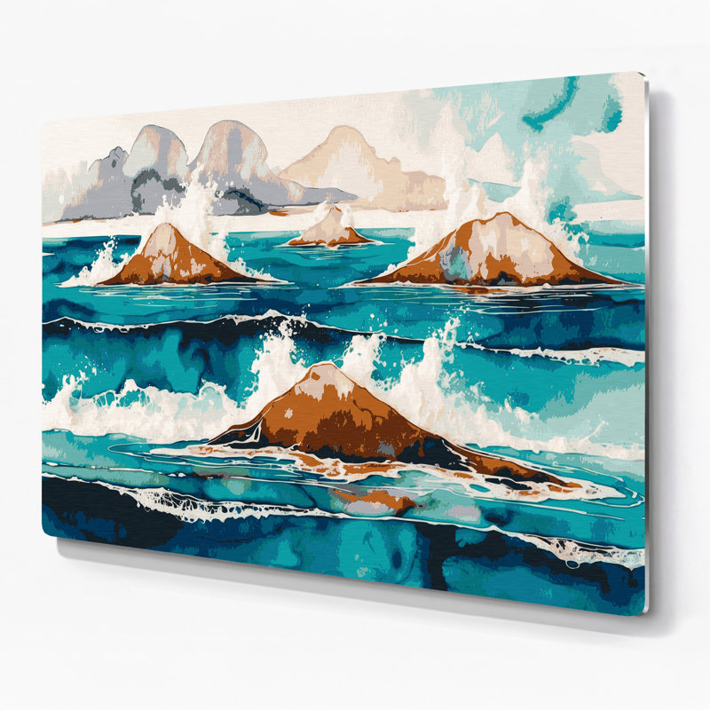 Hawaïen, îles abstraites, art mural gris en métal, H 20 po x l 30 po
