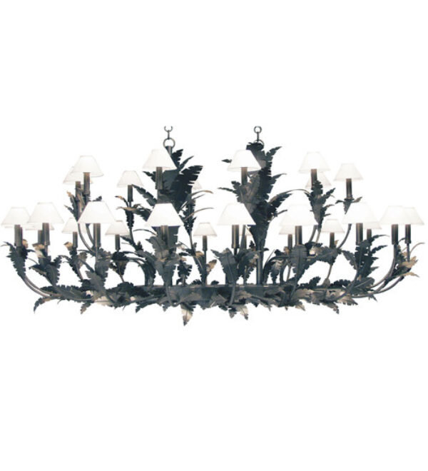Antigua 30 - Light Dimmable Tiered Chandelier, Blackened Pewter, Natural Linen
