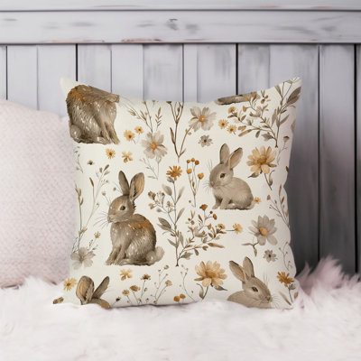 Animals Easter Bunny Rabbits I Cottage Throw Pillow Cover