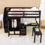 Lit mezzanine 2 tiroirs avec escalier de rangement, bureau, tablettes et garde-robe-381169851-381169861