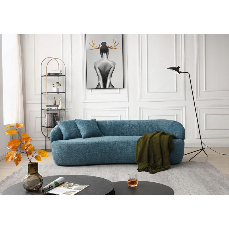 Canapé incurvé, canapé en tissu 3 places Cloud, Bleu clair