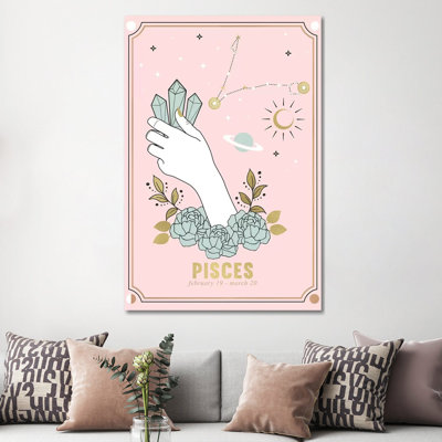 Pisces Zodiac Sign by Emanuela Carratoni - Wrapped Canvas Painting