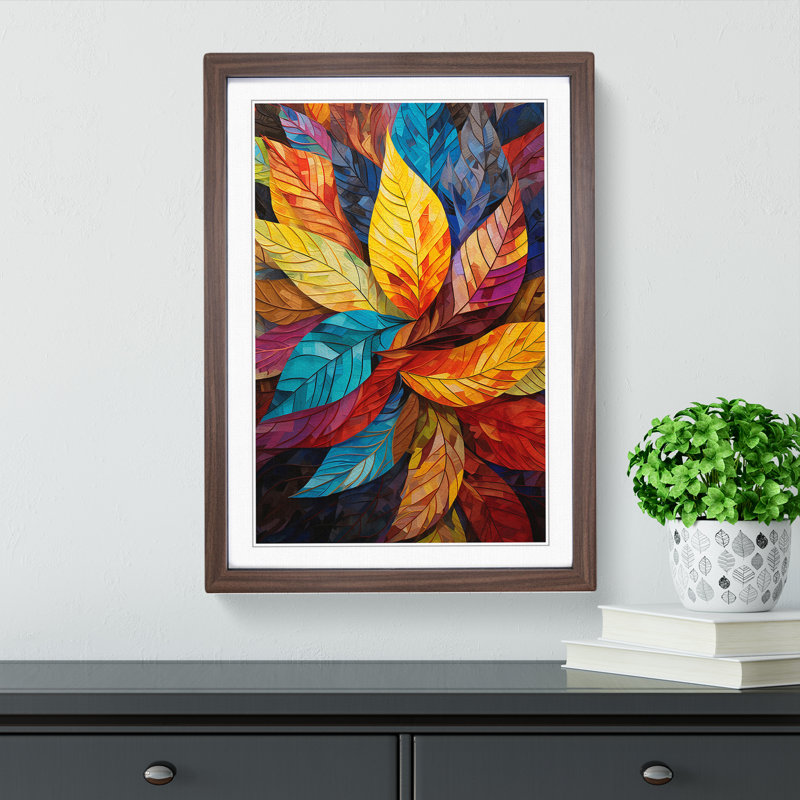 Leaf Constructivism - Framed Print, 34cm H x 25cm W x 2cm D, Walnut