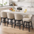 Tyleia 30" Swivel Faux leather Upholstered Bar Stools with Solid Wood Legs