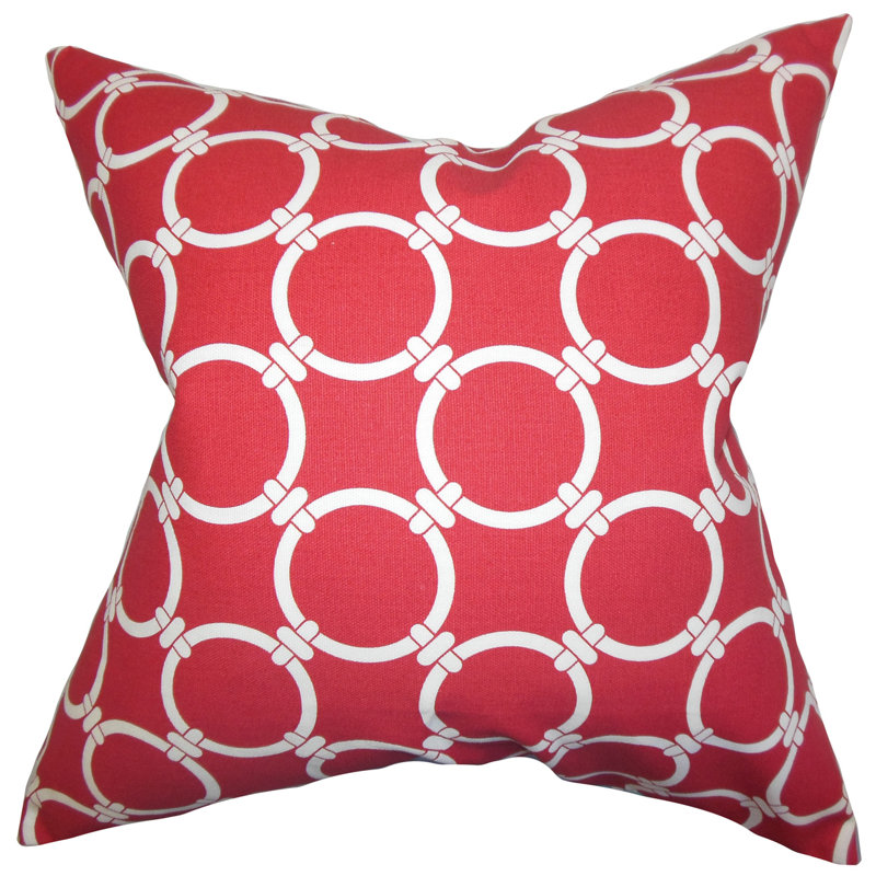 Housse et insert de coussin décoratif Bechet, 18 po x 18 po, Carmin, Polyester/ Bourre en polyester