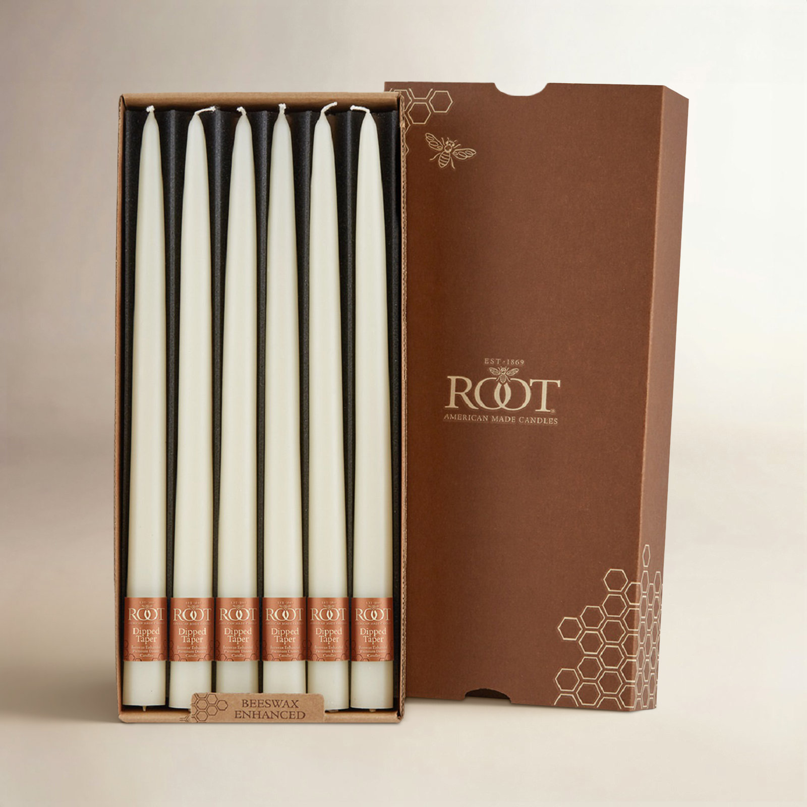 Unscented Taper Candle Set, 12" H x 0.88" W x 0.88" D, Ivory