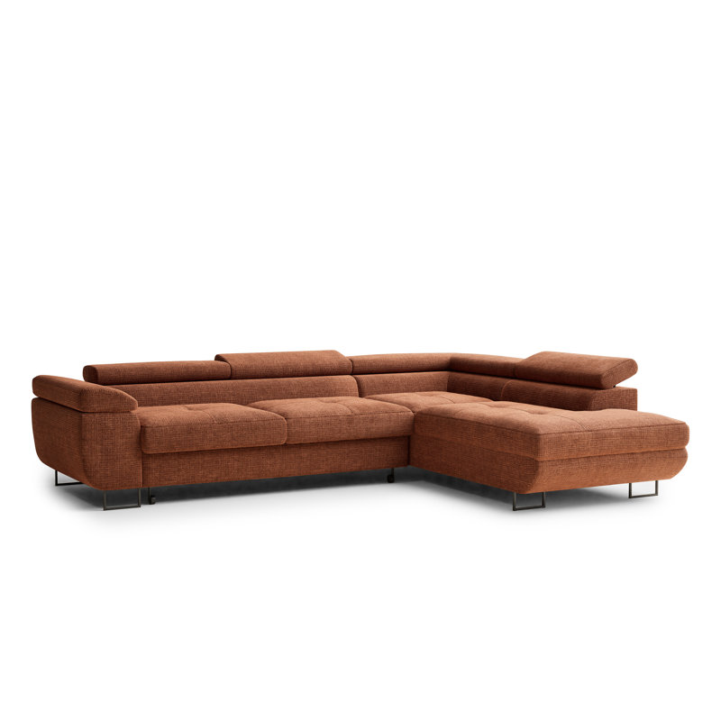 4 Seater Reclining Corner Sofa , Right Hand Facing, Copper Polyester/Chenille