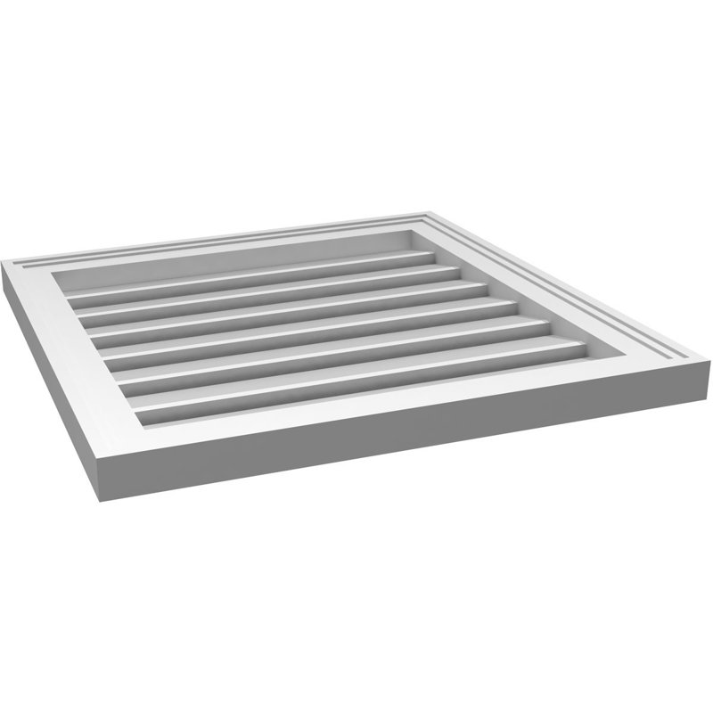 Évent à pignon fonctionnel en uréthane rectangulaire à fixation en surface, brun clair apprêté, H 22 po x l 22 po x P 1,5 po
