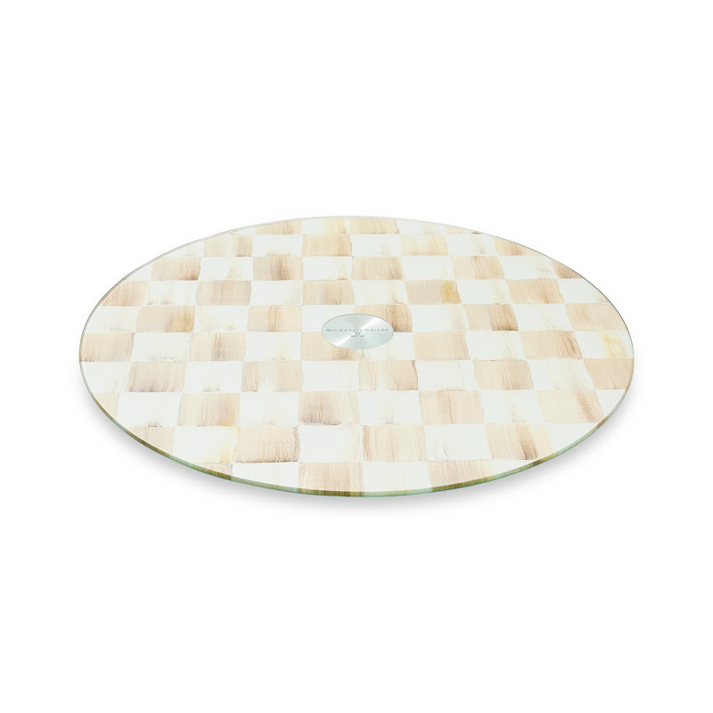 Mocha Check Glass Lazy Susan