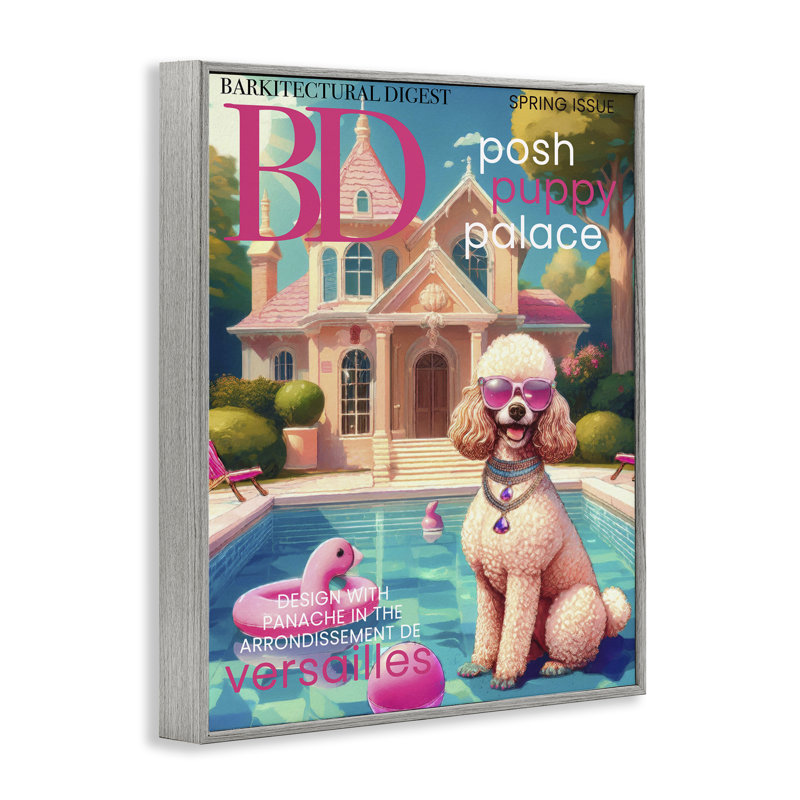 Giclée encadrée par Poodle, par Grotto Studios, H 20 po x l 16 po, Estampe numérique Farmhouse