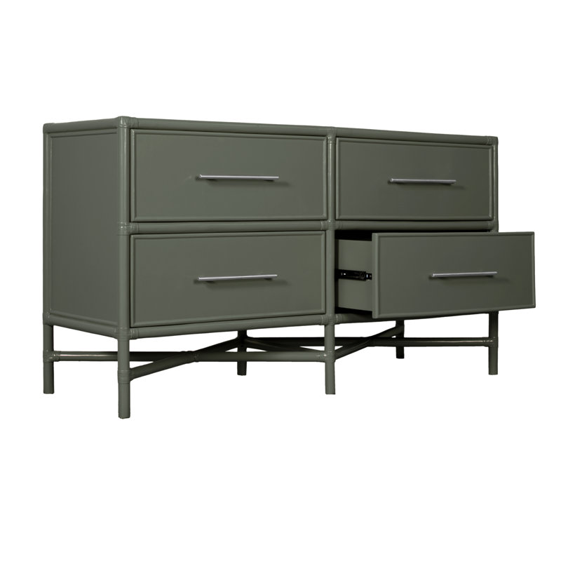 Venice 4 Drawers 54" W Double Dresser, Evergreen