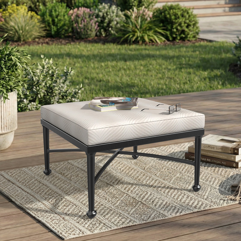 Sunbrella® Outdoor Ottoman Seat Cushion, 24" W x 24" D, Clock Out Cloud