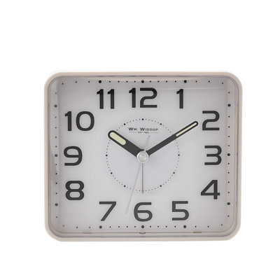 Analogue Quartz Movement / Crystal Alarm Tabletop Clock in White/Black