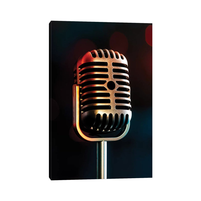 Retro Microphone III by Tom Quartermaine - Wrapped Canvas Print, 30.48 cm H x 45.72 cm W