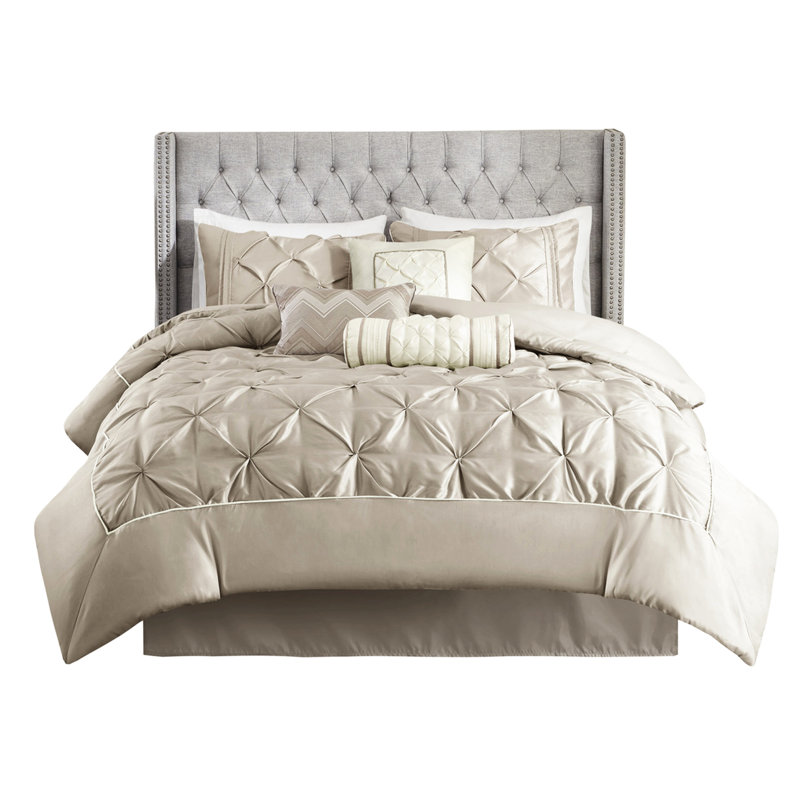 Édredon 7 pièces Taupe King - Douces nuits séduisantes, Édredon de très grande taille et 6 pièces suppl, Taupe