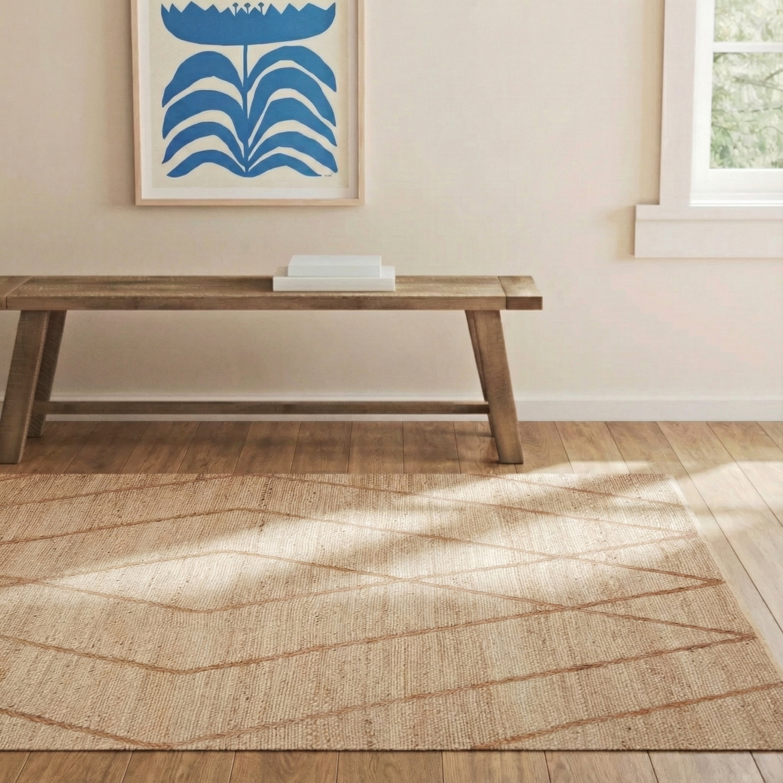 Albemarie Ivory Natural Hand-Woven Jute Rug, Rectangle 5' x 7'6"