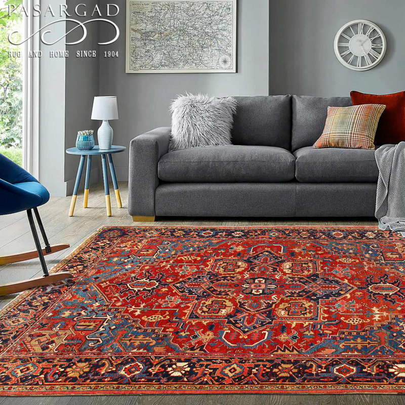 Tapis rouille persan antique Heriz Serapi 7 pi 1 po x 9,2 po
