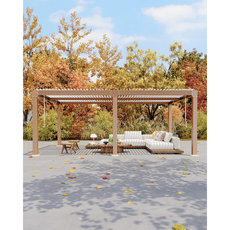 10'x10' Aluminum Pergola with Adjustable Louvered Roof - Heavy Duty Outdoor Gazebo with Drainage System for Patio, Deck, Backyard